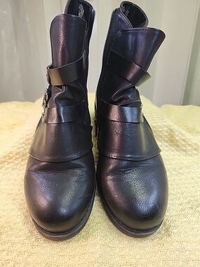 Jelly POP Women's Black Ankle Booties with Side Zip and Strap Detail